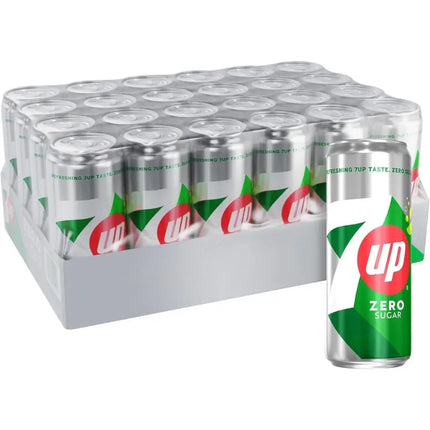 7up Zero Sugar Carbonated Soft Drink Cans - (24x300ml)
