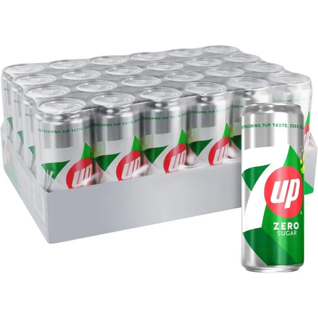 7up Zero Sugar Carbonated Soft Drink Cans - (24x300ml)
