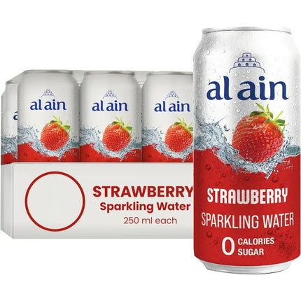 Al Ain Strawberry Sparkling Water Cans - (24x250ml)