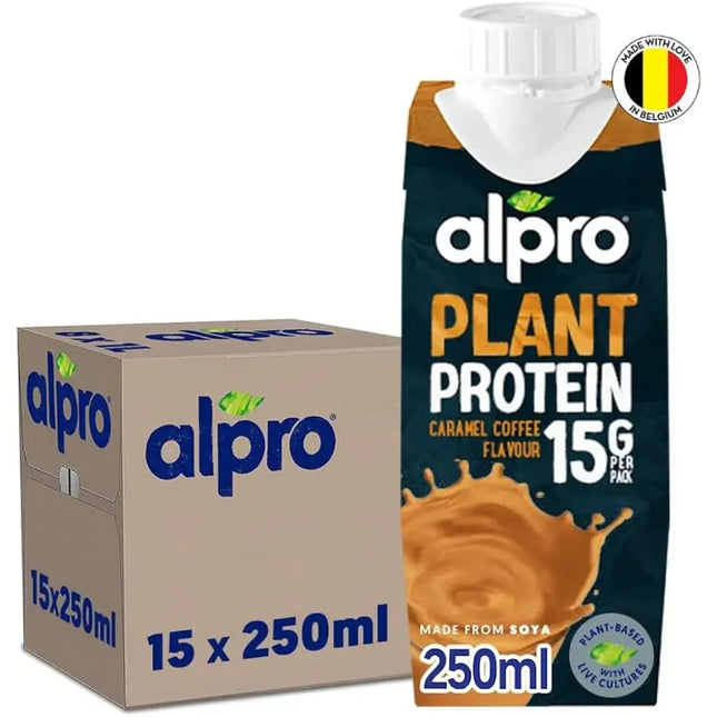 Alpro Plant Protein Caramel Coffee Soya Drink - (15x250ml)