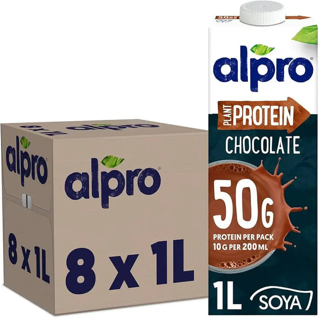 Alpro Plant Protein Chocolate Soya Drink - (8x1L)