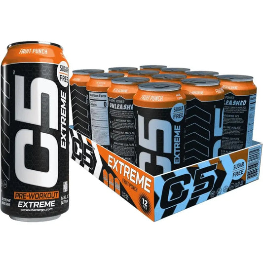 C5 Extreme Fruit Punch Pre-Workout Energy Drink Cans - (12x473ml)