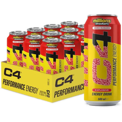 Cellucor C4 Millions Strawberry Sugar Free Energy Drink Cans - (12x500ml)