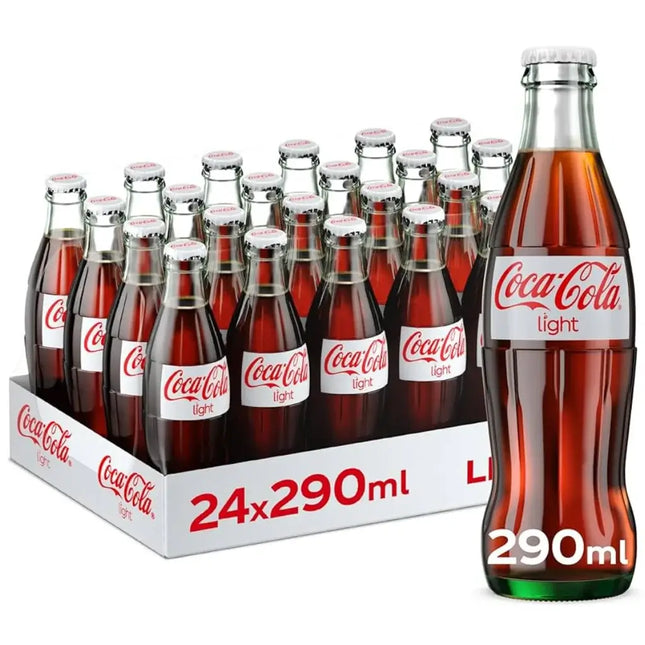 Coca Cola Light Carbonated Soft Drink Glass Bottles - (24x290ml)