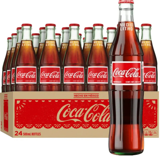 Coca Cola Mexican Original Taste Carbonated Soft Drink Glass Bottles - (24x500ml)