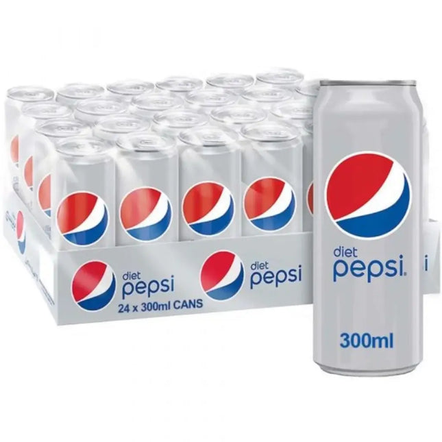 Diet Pepsi Carbonated Soft Drink Cans - (24x300ml)