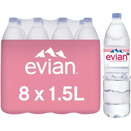 Evian Natural Mineral Water Bottles - (8x1.5L)