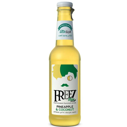 Bottle of Freez Mix Pineapple & Coconut drink on a white background