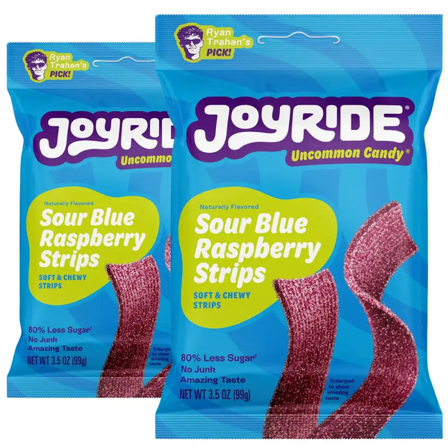 Joyride Sour Blue Raspberry Strips Candy - (2x99g)