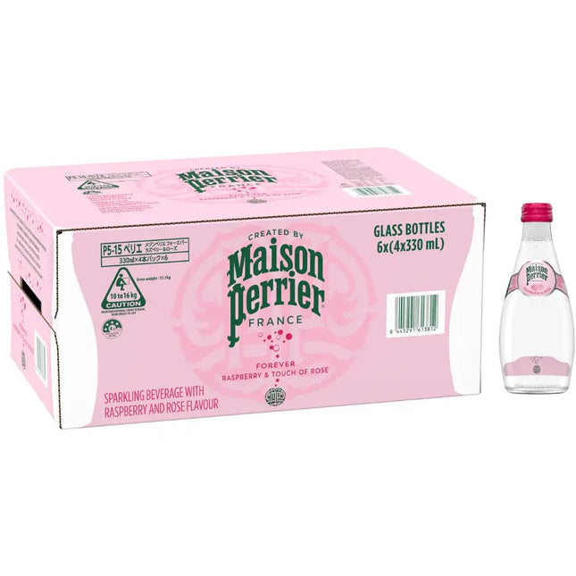 Maison Perrier Forever Raspberry & Rose Sparkling Glass Bottles - (24x330ml)