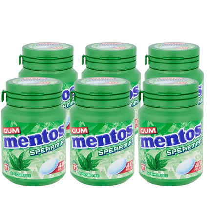 Mentos Gum Spearmint 40 Pieces Bottles - (6x56g)