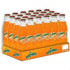 Pack of 24 Mirinda Orange Flavored Carbonated Soft Drink in 250ml Glass Bottles
