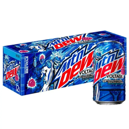 Mountain Dew Voltage Raspberry Soft Drink Cans - (12x355ml)