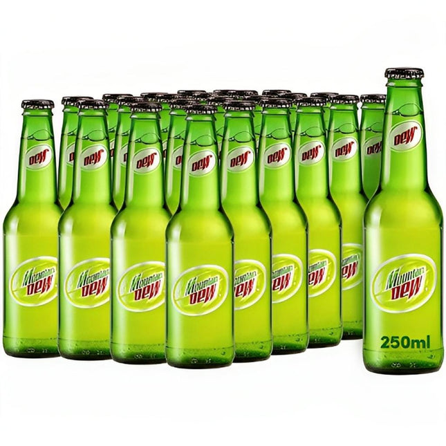 Pack of 24 Mountain Dew Carbonated Soft Drinks in 250ml Glass Bottles