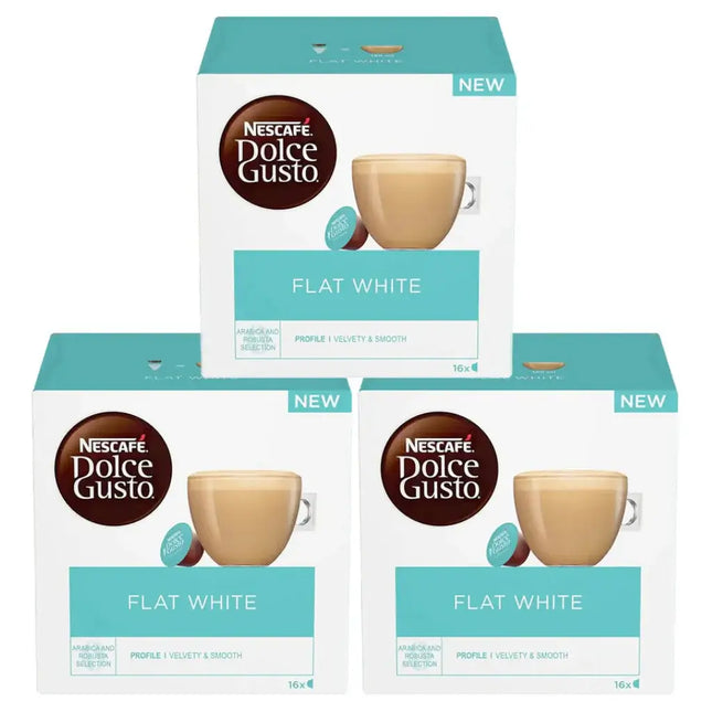 Nescafé Dolce Gusto Flat White Coffee Capsules - (3 Packs x 16 Pods)