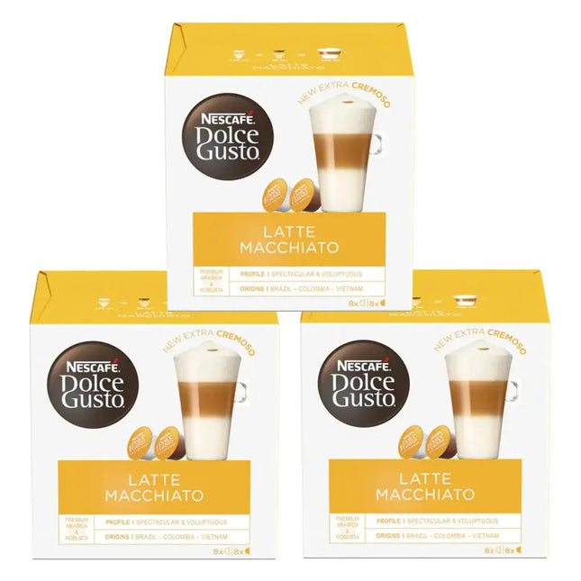 Nescafé Dolce Gusto Latte Macchiato Coffee Capsules - (3 Packs x 16 Pods)