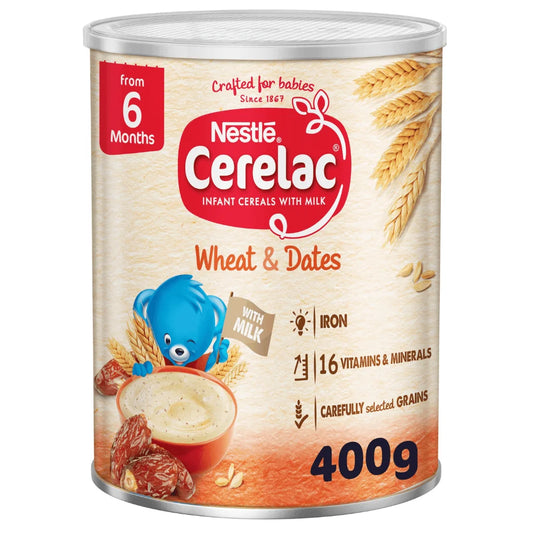 Nestle Cerelac Infant Cereal Wheat & Dates (6+ Months) - (24x400g)