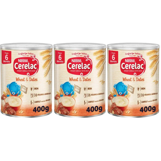 Nestle Cerelac Infant Cereal Wheat & Dates (6+ Months) - (3x400g)