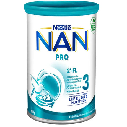 Nestle NAN Pro 2-FL 3 baby formula canister on a white background