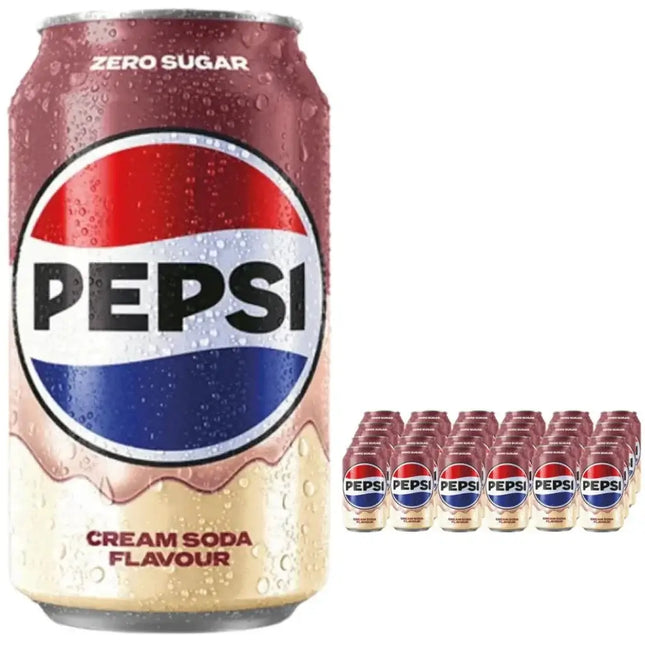 Pepsi Cream Soda Zero Sugar Soft Drink Cans - (24x330ml)
