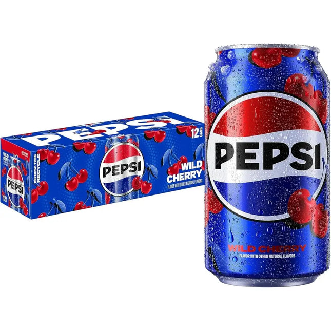 Pepsi Wild Cherry Soft Drink Cans - (12x355ml)
