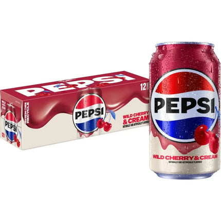Pepsi Wild Cherry & Cream Soft Drink Cans - (12x355ml)