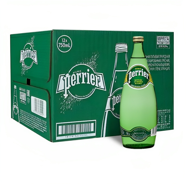 Perrier Natural Sparkling Mineral Water Glass Bottles - (12x750ml)