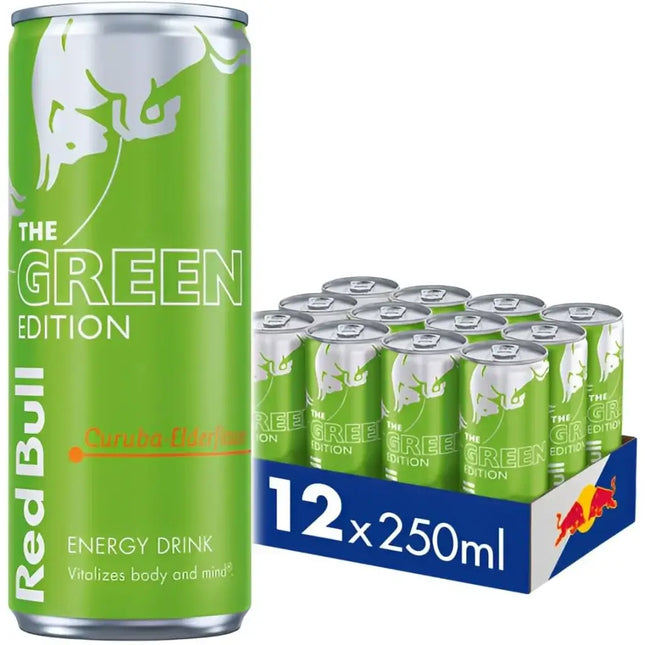 Red Bull The Green Edition Curuba Elderflower Energy Drink Cans - (12x250ml)