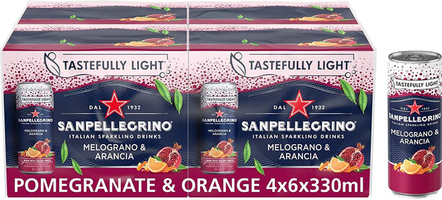 San Pellegrino Melograno e Arancia Pomegranate & Orange Sparkling Juice Cans - (24x330ml)