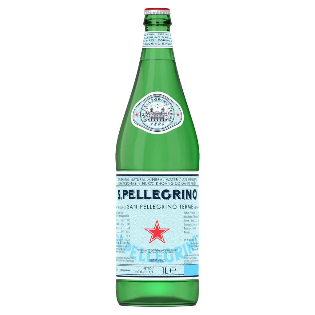 San Pellegrino Sparkling Natural Mineral Water Glass Bottles - (12x1L)