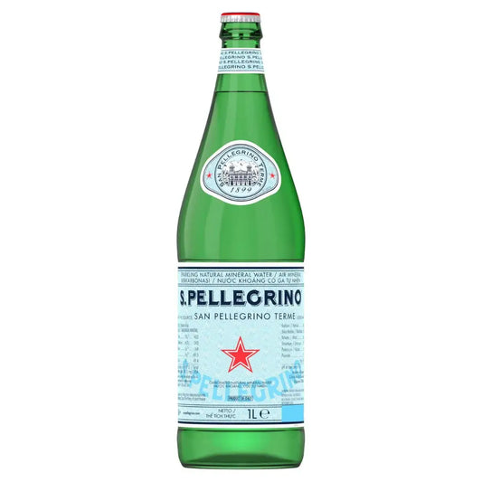 San Pellegrino Sparkling Natural Mineral Water Glass Bottles - (12x1L)