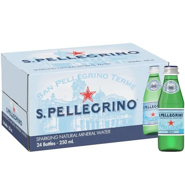 San Pellegrino Sparkling Natural Mineral Water Glass Bottles - (24x250ml)