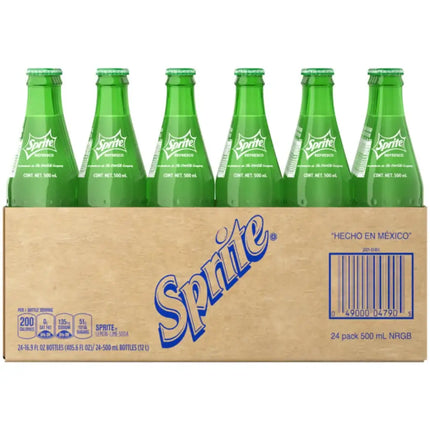 Sprite Mexican Regular Lemon Lime Carbonated Soft Drink Glass Bottles - (24x500ml)