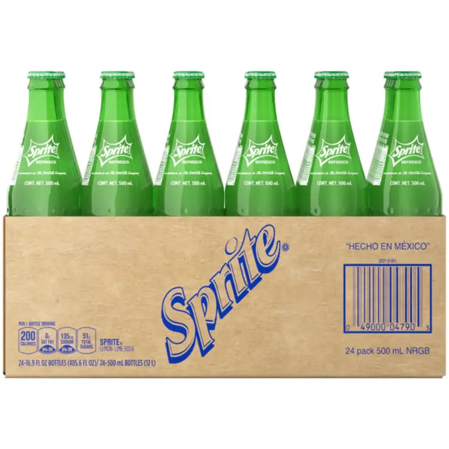 Sprite Mexican Regular Lemon Lime Carbonated Soft Drink Glass Bottles - (24x500ml)
