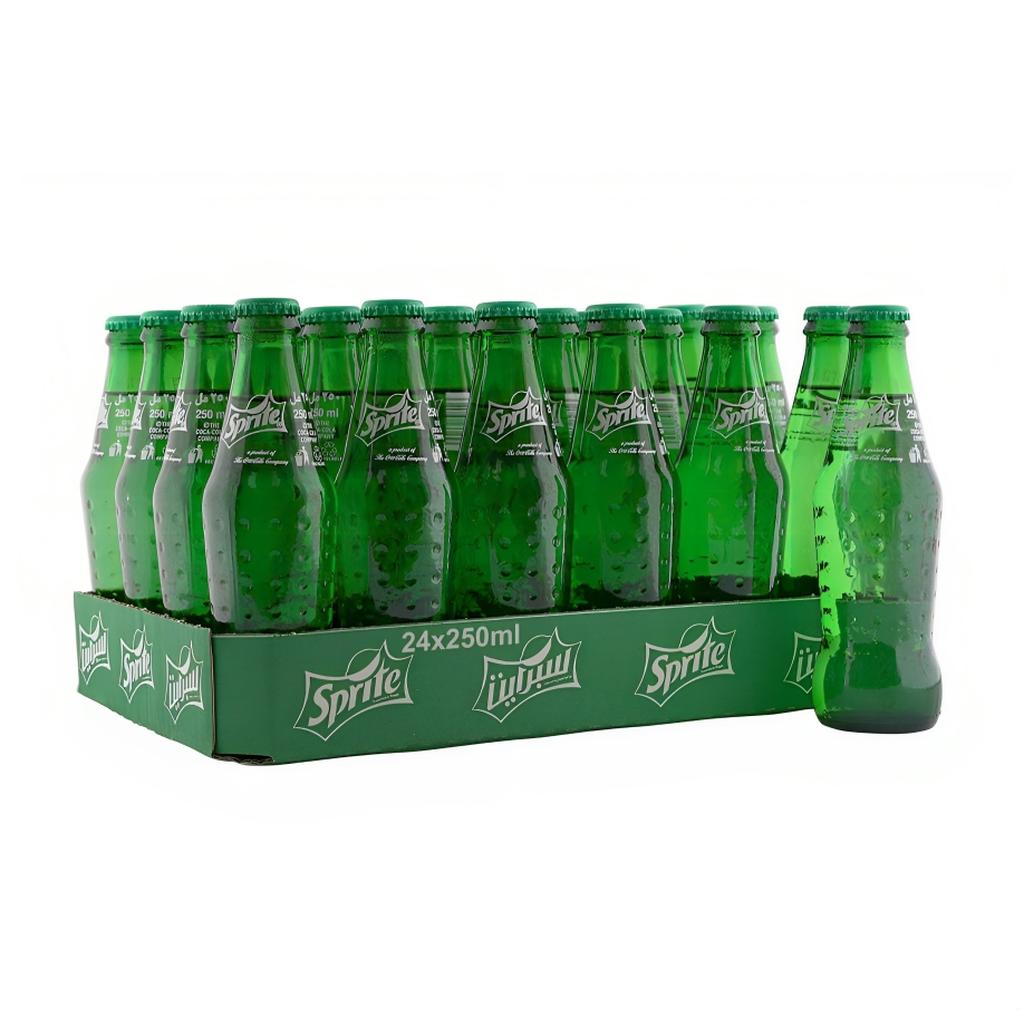 Pack of 24 Sprite Regular Lemon Lime Flavoured Soft Drinks in 250ml Green Glass Bottles