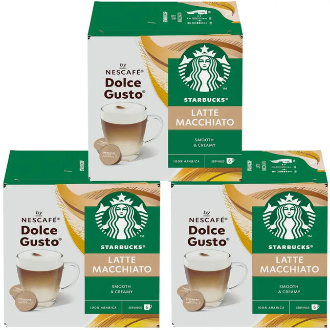 Starbucks Latte Macchiato by Nescafé Dolce Gusto - (3 Packs x 12 Capsules)