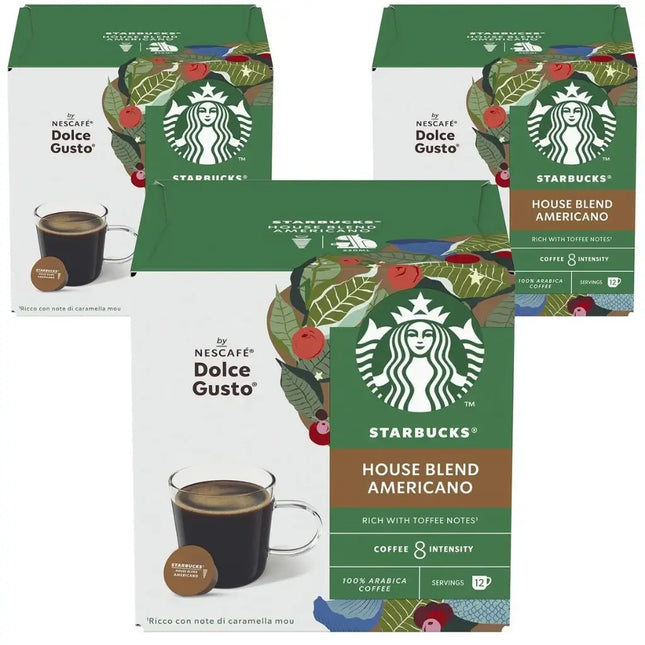 Starbucks by Nescafé Dolce Gusto Americano House Blend Coffee Capsules - (3 Packs x 12 Pods)