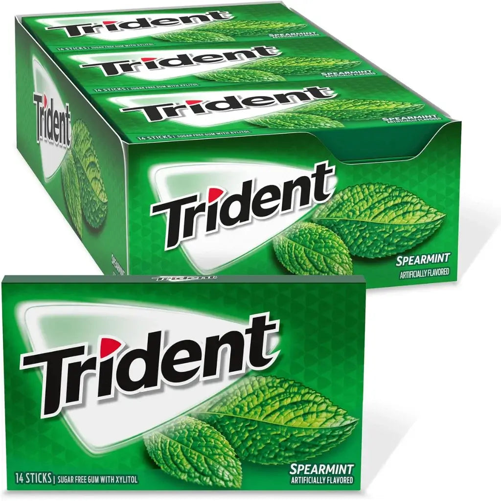 Trident Spearmint Sugar Free Gum - 12 Packs of 14 Sticks