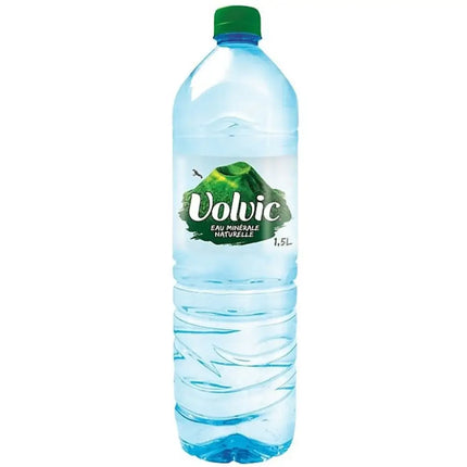 Bottle of Volvic mineral water on a white background
