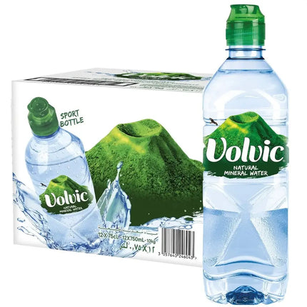 Volvic Natural Still Mineral Water Sports Cap Bottles - (12x750ml)