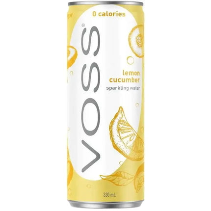 Voss Lemon Cucumber Flavoured Sparkling Water Cans - (10x330ml)