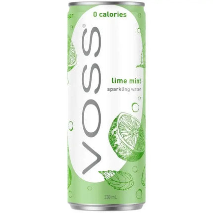 Voss Lime Mint Flavoured Sparkling Water Cans - (10x330ml)
