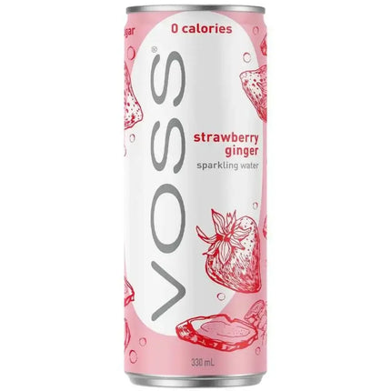 Voss Strawberry Ginger Flavoured Sparkling Water Cans - (10x330ml)