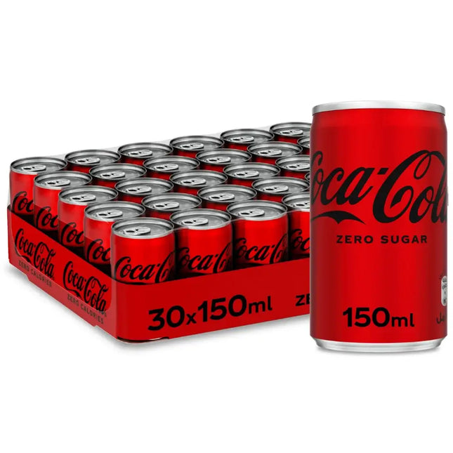 Coca Cola Zero Sugar Carbonated Soft Drink Cans – (30x150ml)