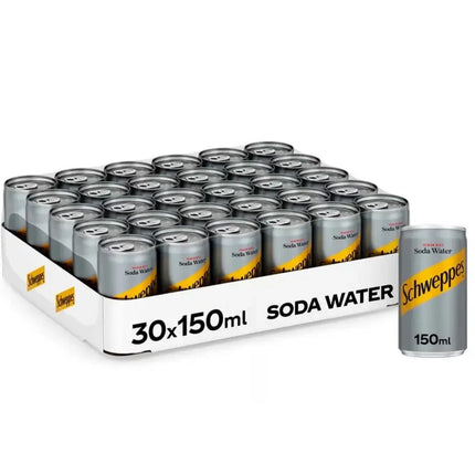 Schweppes Soda Water Carbonated Soft Drink Cans - (30x150ml)